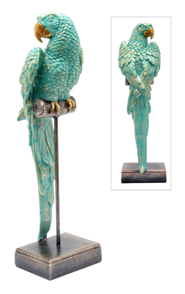 Parrot on stand Teal - 52cm
