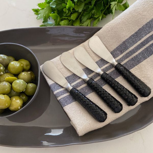 Pate Knives Wicker With Plait Black