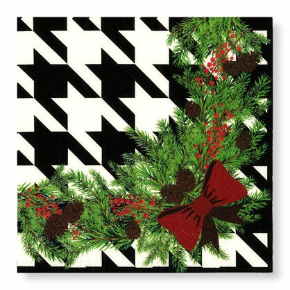 Manor Road Cocktail Napkins Houndstooth Christmas 20pk
