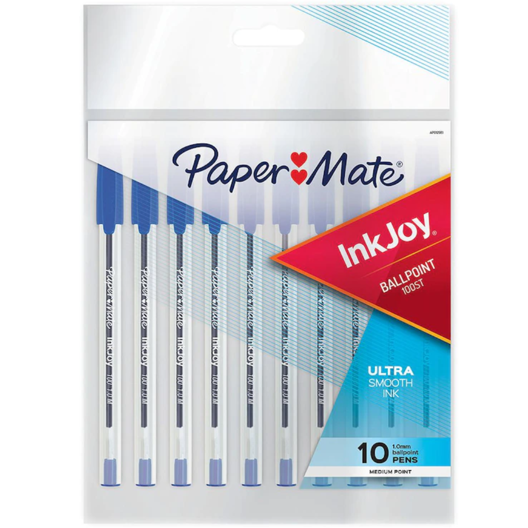 Papermate Inkjoy 100ST Ballpoint Pen Blue 10Pk