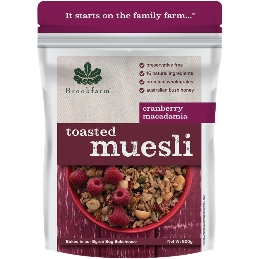 Brookfarm Cranberry & Macadamia Toasted Muesli 500g