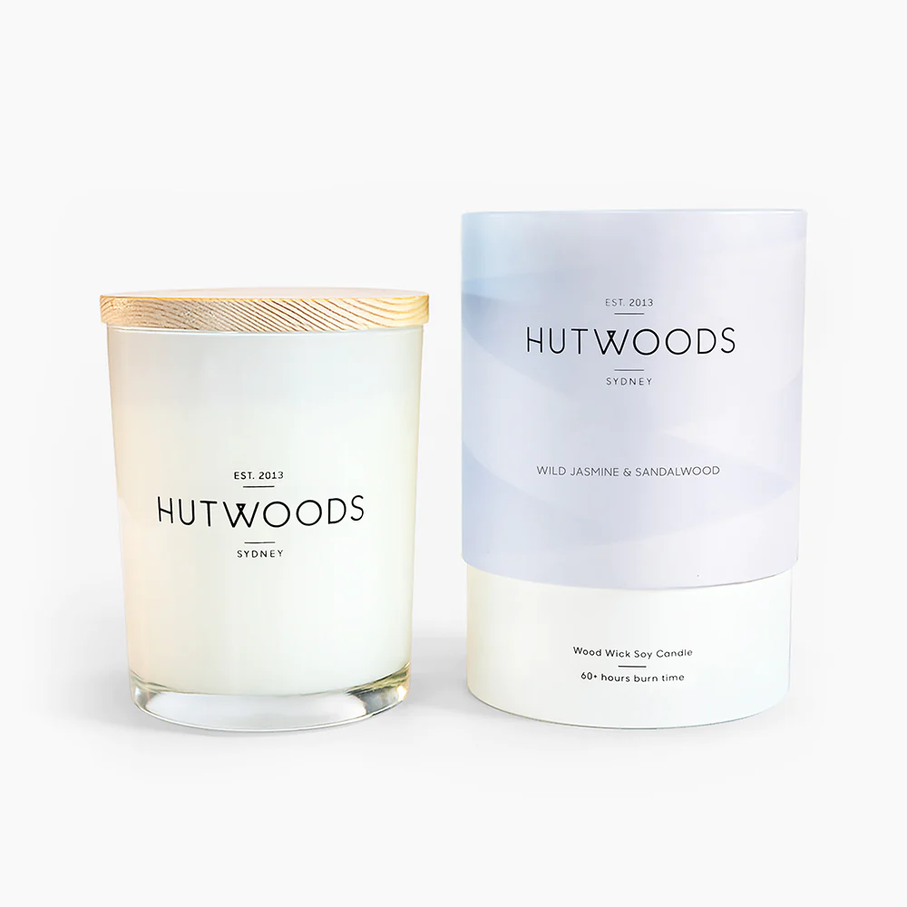 Hutwoods Medium Candle Wild Jasmine and Sandalwood 250g