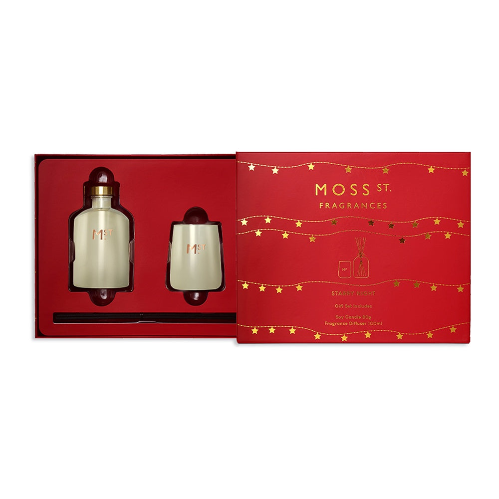 MOSS ST. Gift Pack Mini Candle 80g & Diffuser 100ml - Starry Night (Ltd Ed)