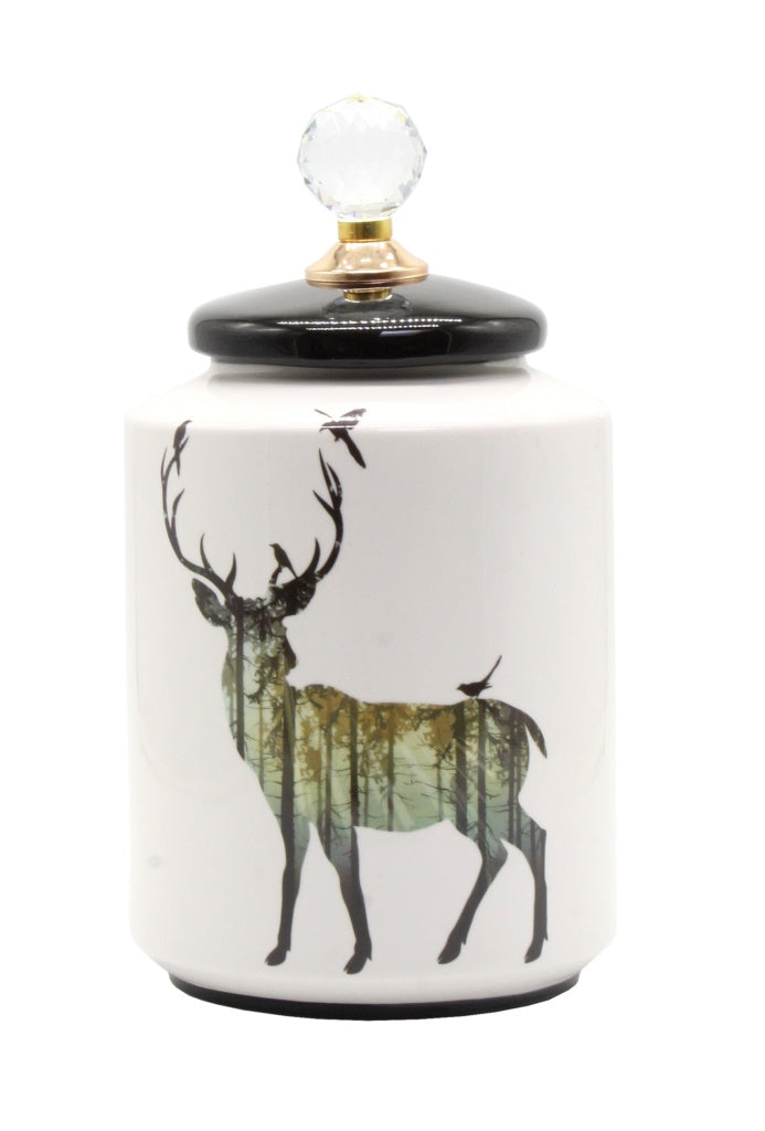 Stag Canister - White 23cm