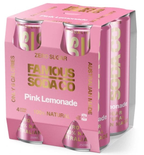 Famous Soda Co Pink Lemonade Pack 4x250ml