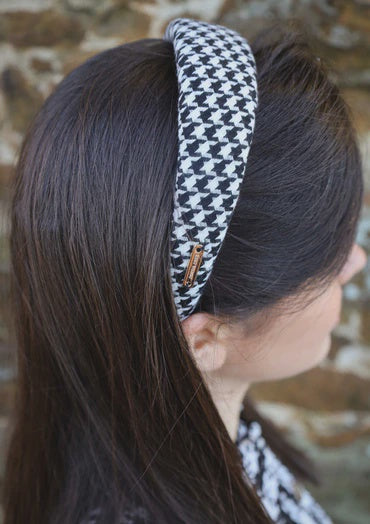Angela - Black & White Houndstooth Hairband