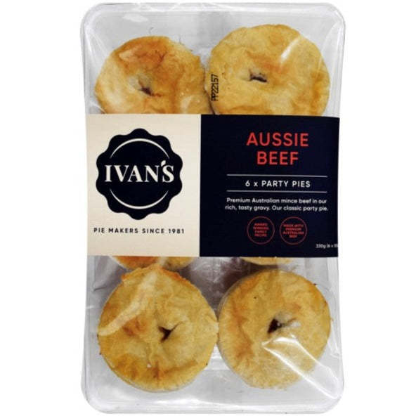 Ivan's Aussie Beef Party Pies 6pk 330g