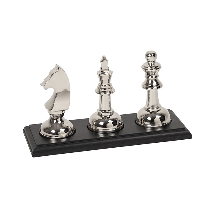 Silver Metal Triple Chess Display