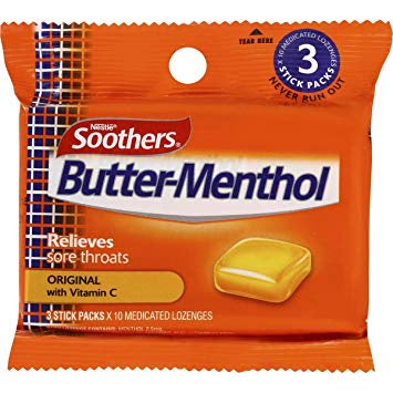 Soothers Butter Menthol Throat Lozenges 3pk