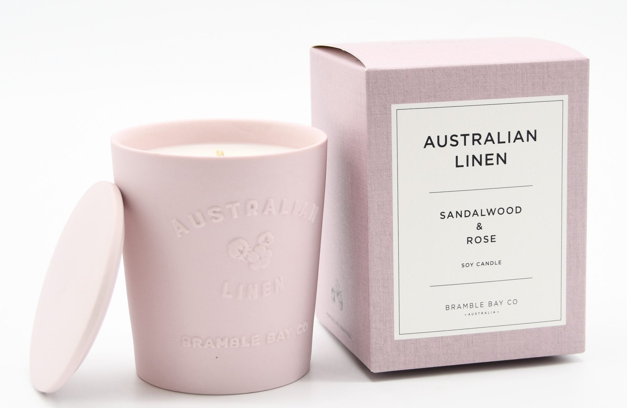 Bramble Bay Co Candle Australian Linen 300g Sandalwood and Rose
