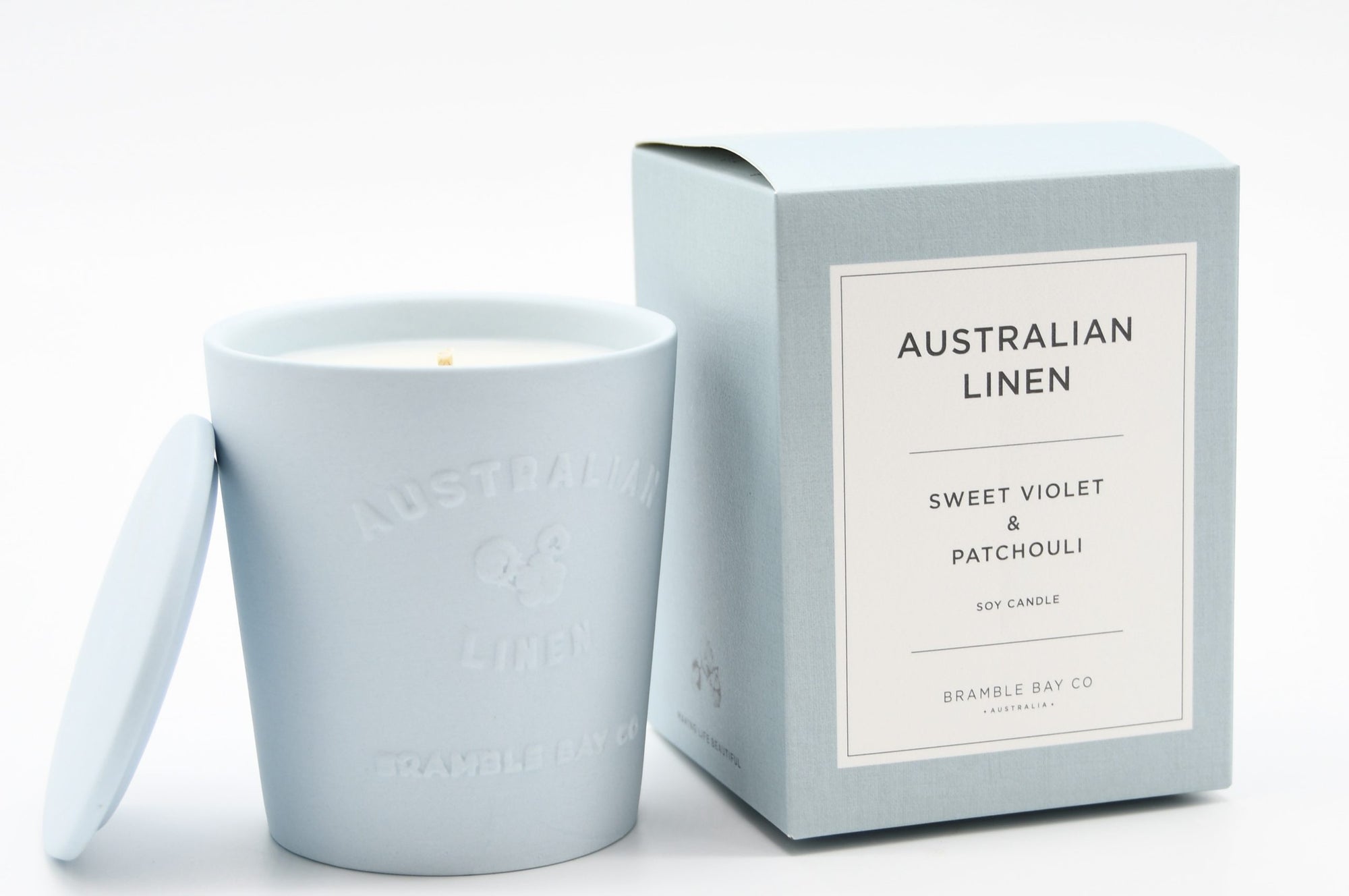 Bramble Bay Co Candle Australian Linen 300g Sweet Violet and Patchouli