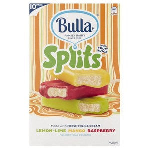 Bulla Splits Lemon Lime Mango Rasp 10pk
