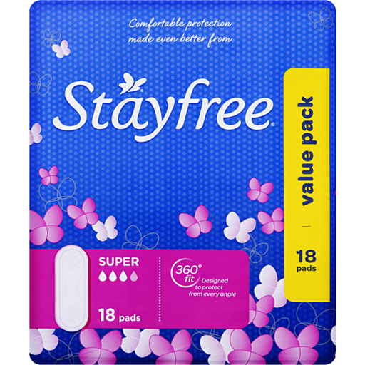 Stayfree Pads Super No Wings 18pk