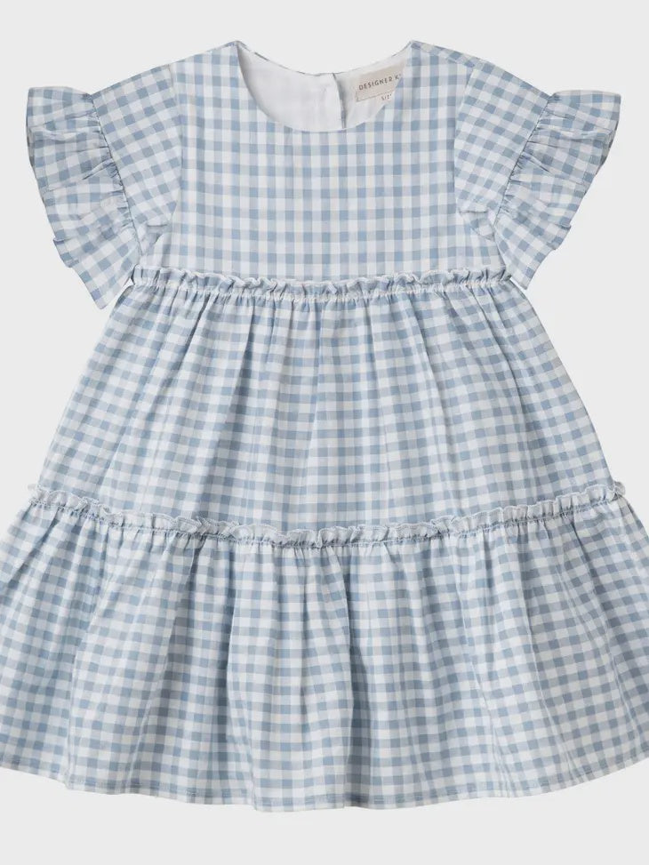Alice Gingham Tiered Dress - Blue
