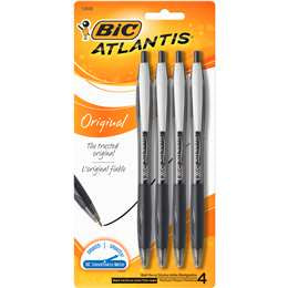 BIC Atlantis Retractable Pens Black 4pk