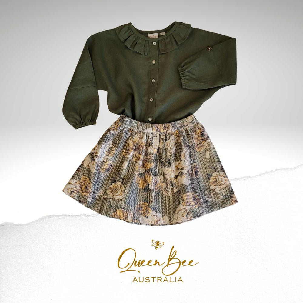 Queen Bee - Textured Floral Skirt