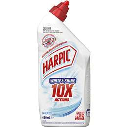 Harpic White & Shine Toilet Cleaner Bleach Gel Fresh 450ml