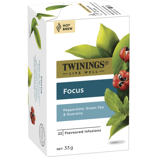 Twinings Focus Peppermint, Green Tea & Guarana Tea Bags 22pk