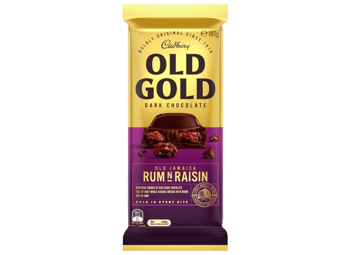 Cadbury Chocolate Block Old Gold Rum 'n' Raisin 180g