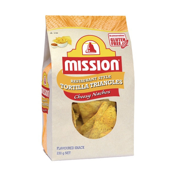 Mission Cheesy NachosTortilla Triangles Corn Chips 230g