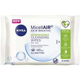 Nivea Micellair Biodegradable Face Cleansing Wipes 25pk