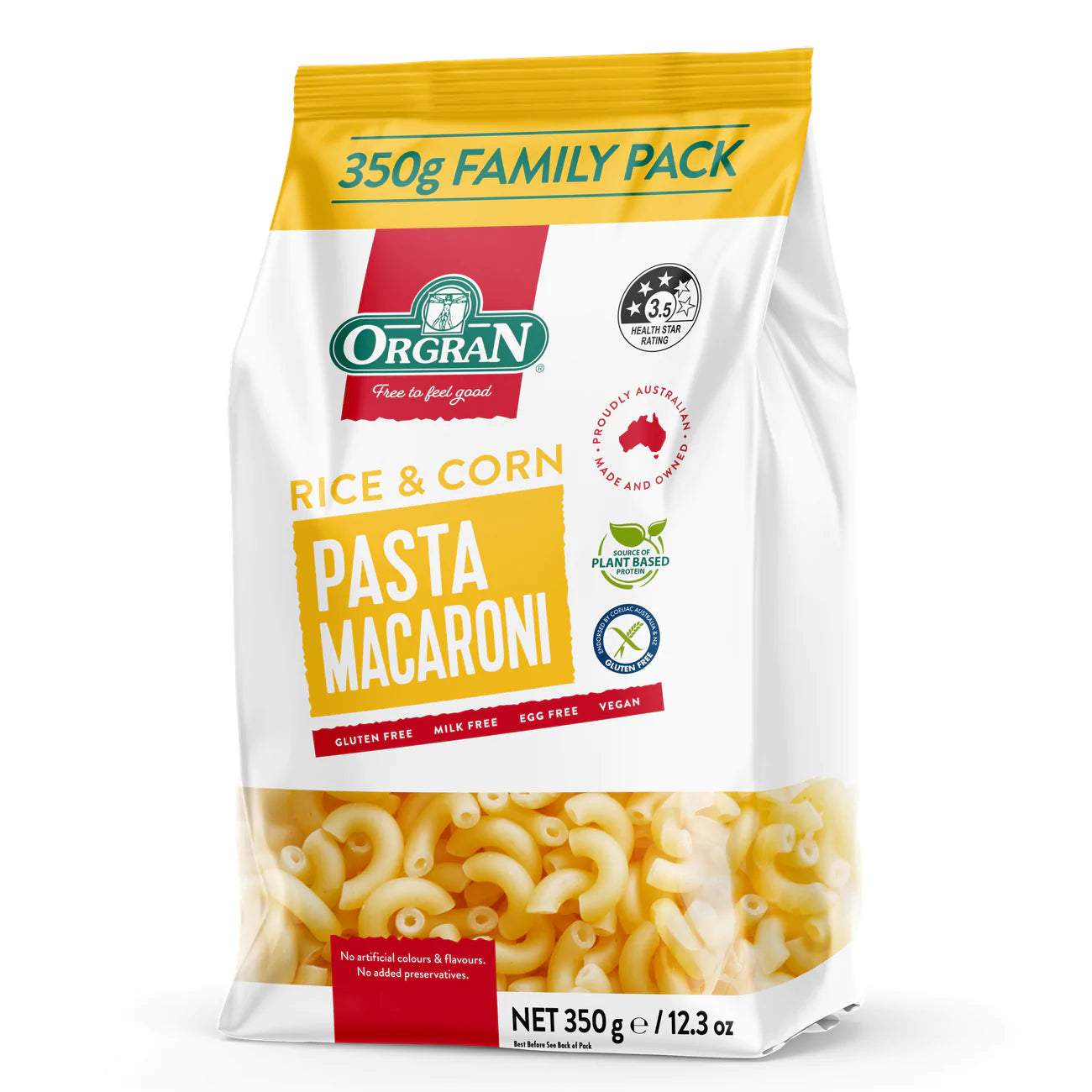 Orgran Rice & Corn Pasta Macaroni  GF 350g