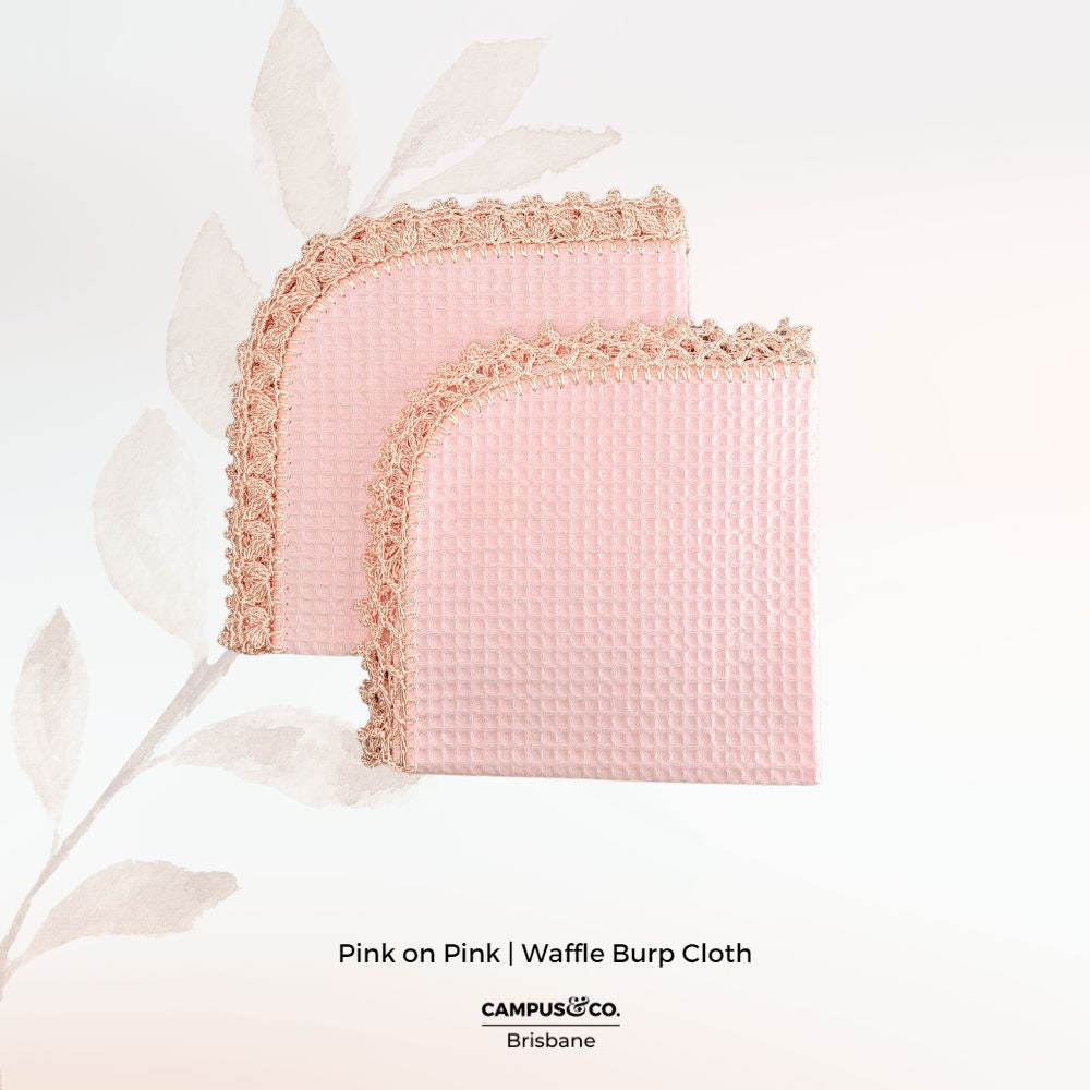 Waffle Burp Cloth Pink | Pink Crochet