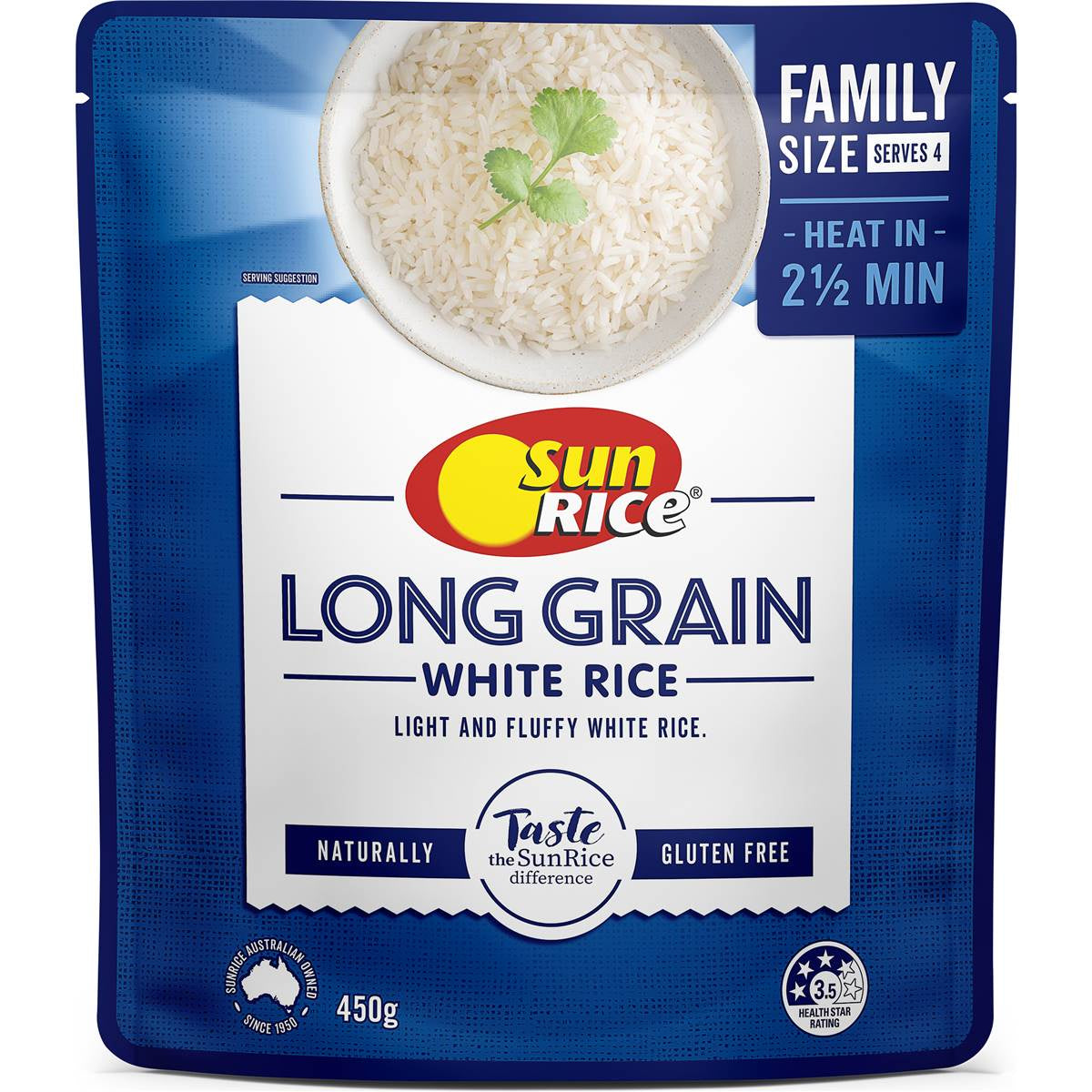 Sunrice Microwave Long Grain White Rice 450g