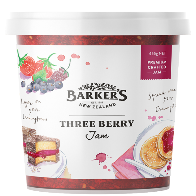 Barkers Three Berry Jam 455g
