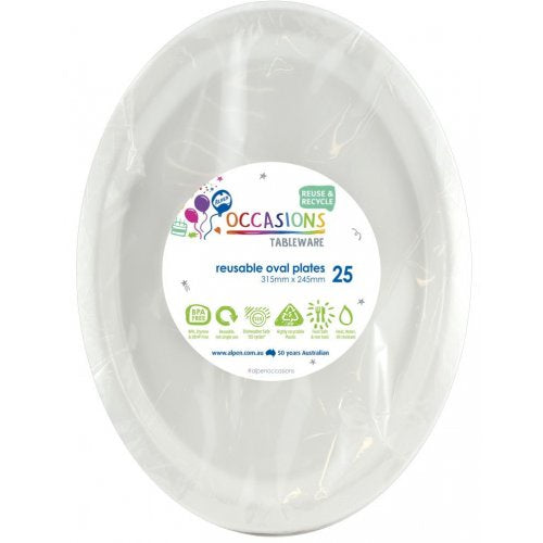 White Oval Plate 315x245mm 25pk